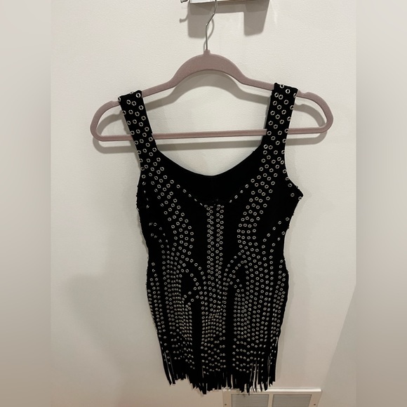 Like New Factory Legerbabe Bandage Black Dress Fringe Bottom - Picture 6 of 8